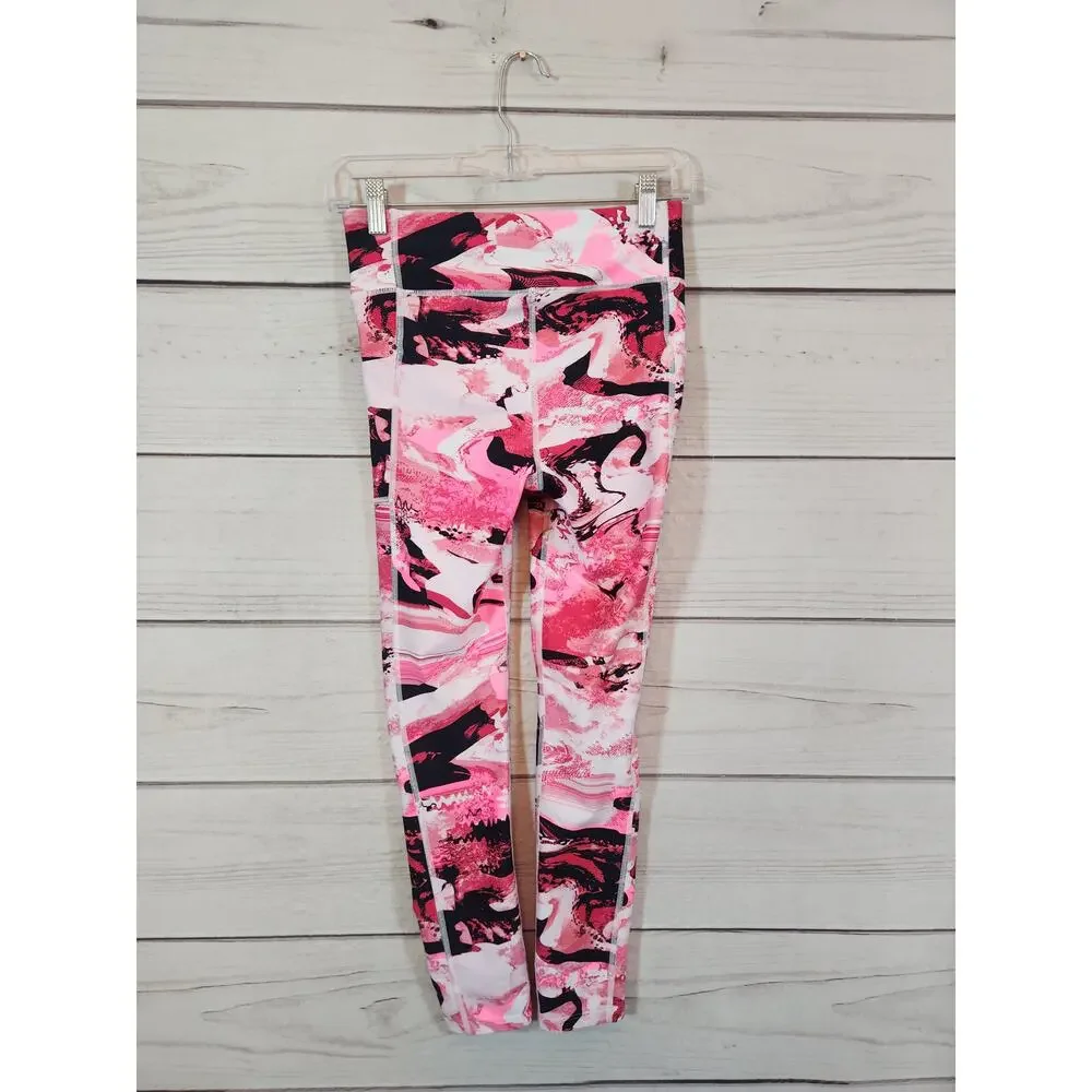 Under Armour Heatgear Women's Pink Printed Compression Crop Leggings‎ Size Small